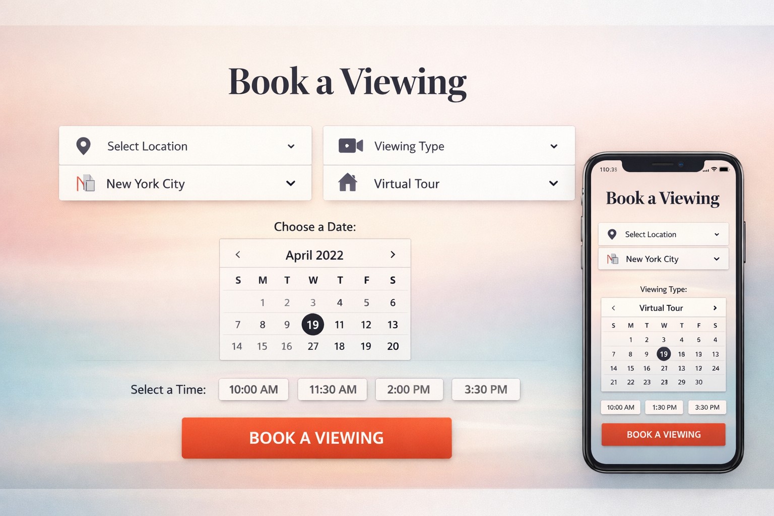book a viewing calendar selection